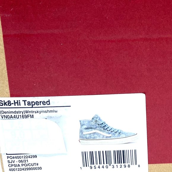 VANS Women's Size VN0A4U169FM SK8-HI TAPERED Blue Denim Destroy Canvas Sneakers - Picture 8 of 8